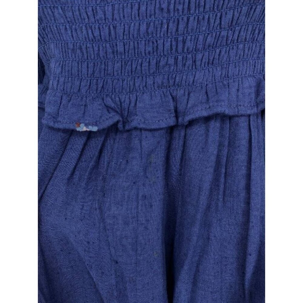 Free People Counting Daisys Navy Blue Dress Smocked Embroidered Extra Small NEW - Picture 6 of 11